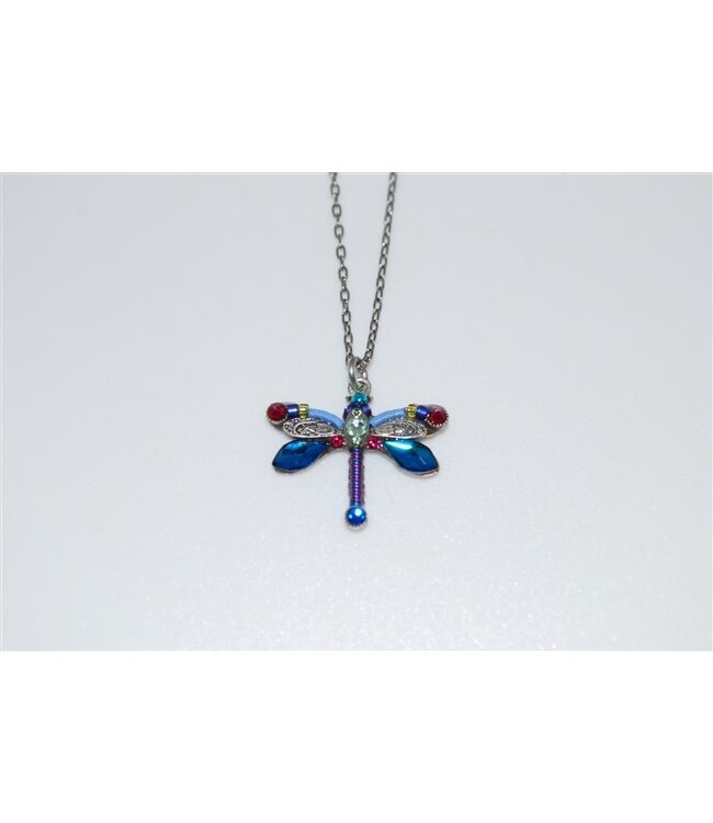 Firefly Dragonfly Large Pendant Necklace-Bermuda Blue