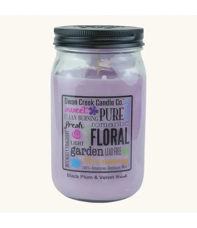 Swan Creek Candle Co Pantry Jar 12 oz Black Plum & Velvet Musk