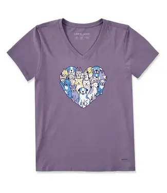 Life Is Good Crusher Vee Heart of Dogs Dusk Purple