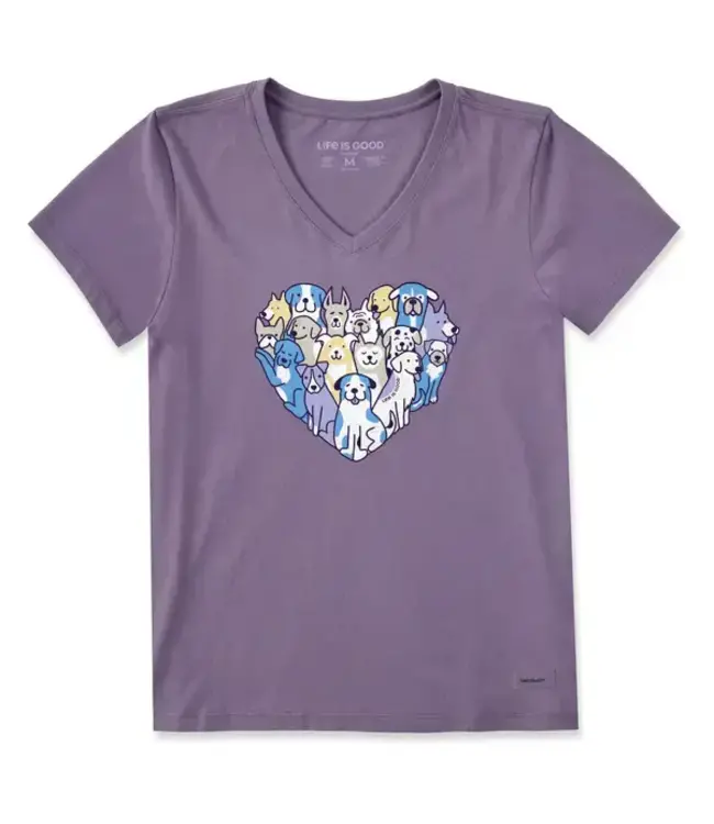 Life Is Good Crusher Vee Heart of Dogs Dusk Purple