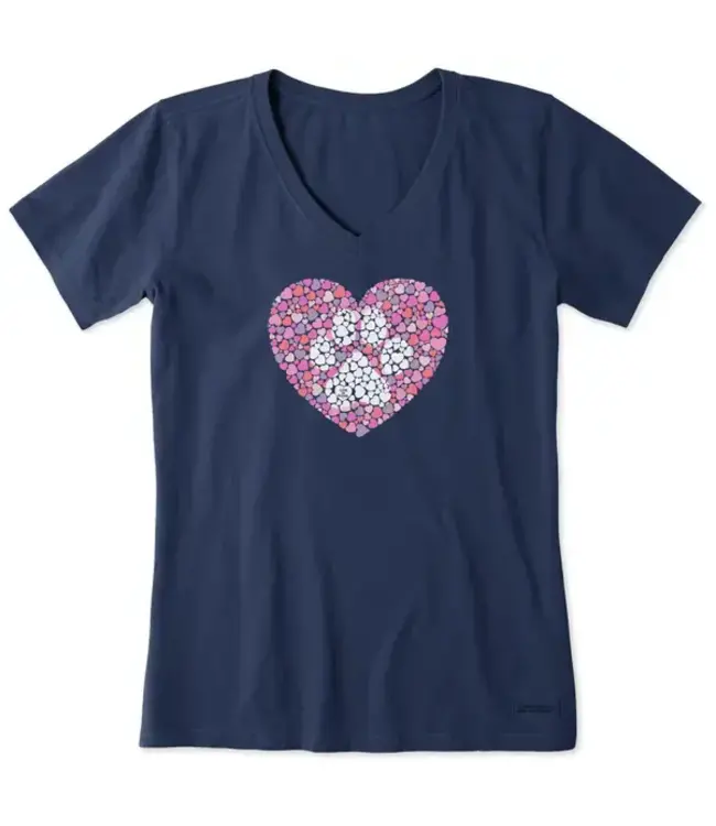 Life Is Good Crusher-LITE Vee Dog Paw Heart Dusty Blue