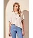 Tribal Short Sleeve Funnel Neck Top With Drawsring