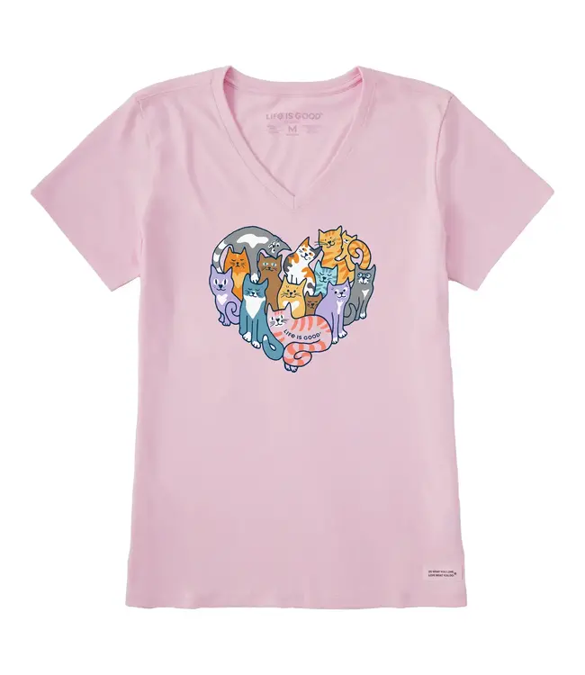 Life Is Good Womens Crusher Vee Heart Of Cats Violot Purple
