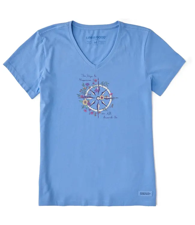 Life Is Good Womens Crusher Vee Realaxed Happiness Cornflower Blue