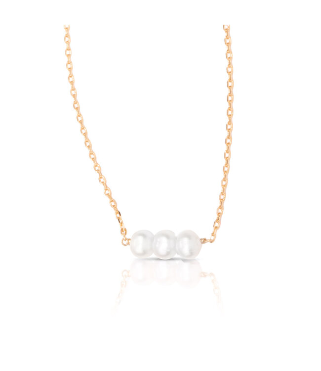 Amanda Blu 3-Pearl Row Necklace - Gold