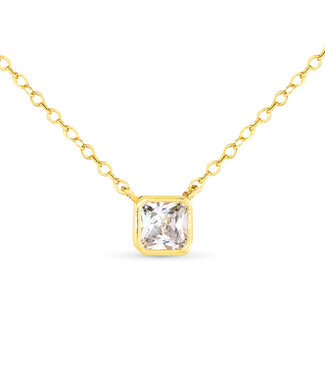 Amanda Blu Bezel Cut Square Gold Necklace