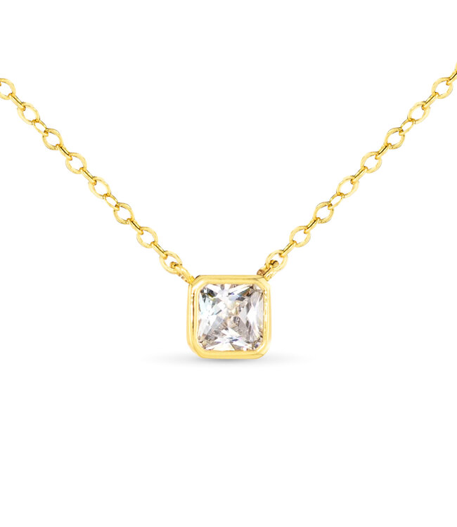 Amanda Blu Bezel Cut Square Gold Necklace