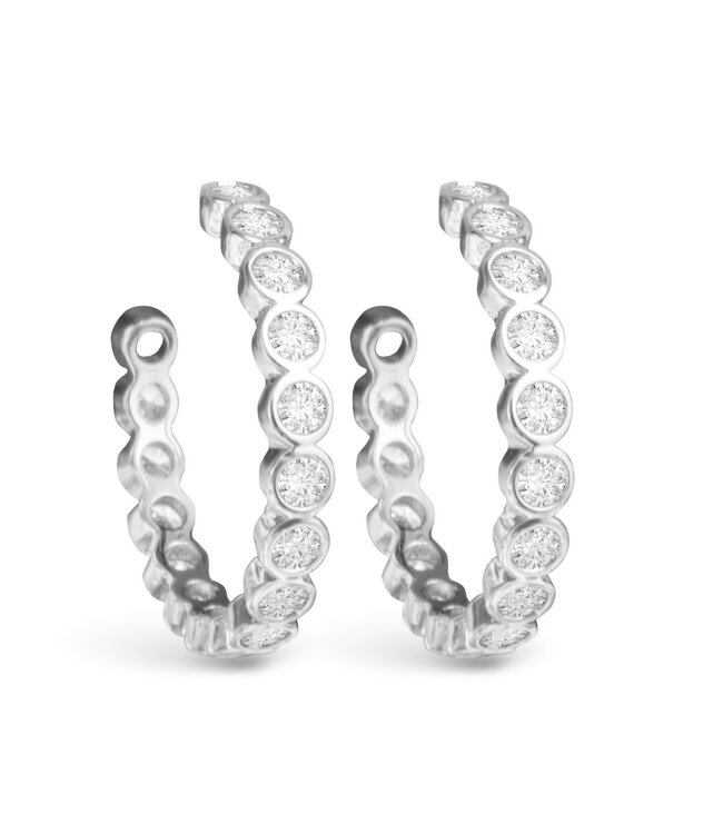 Amanda Blu Bezel Set CZ Hoop Earring -  Silver