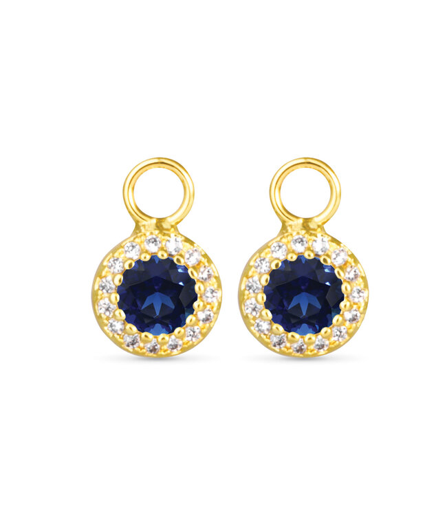 Amanda Blu Blue CZ Halo Earring Charm - Gold
