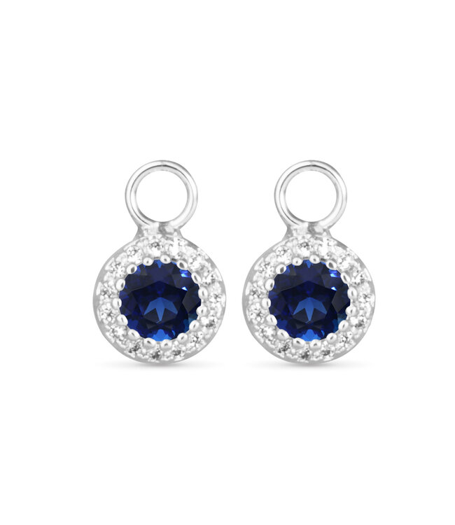 Amanda Blu Blue CZ Halo Earring Charm - Silver