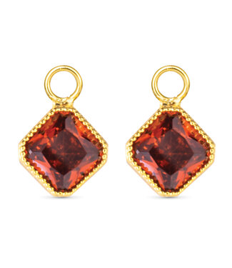 Amanda Blu Burgundy Square CZ Earring Charm - Gold