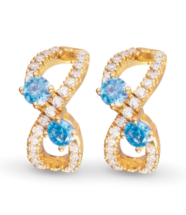 Amanda Blu Clear and Blue CZ Infinity Huggie  -  Gold
