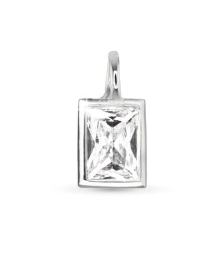 Amanda Blu Clear Rectangle CZ Charm - Silver