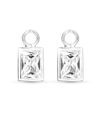 Amanda Blu Clear Rectangle CZ Earring Charm - Silver