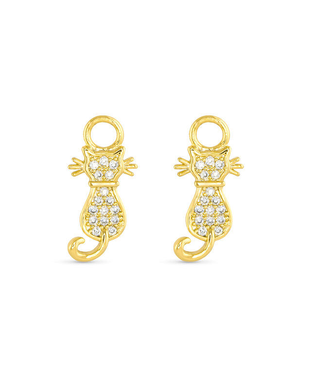 Amanda Blu CZ Cat Earring Charms - Gold