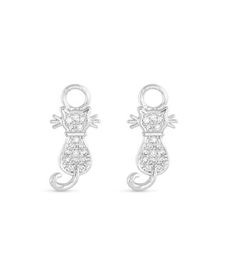 Amanda Blu CZ Cat Earring Charms - Silver