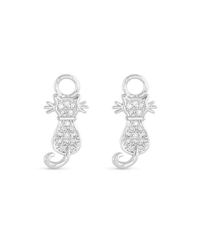 Amanda Blu CZ Cat Earring Charms - Silver