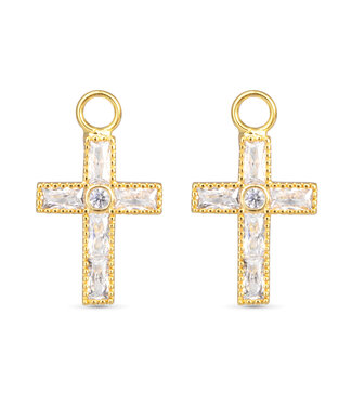 Amanda Blu CZ Cross Earring Charm - Gold