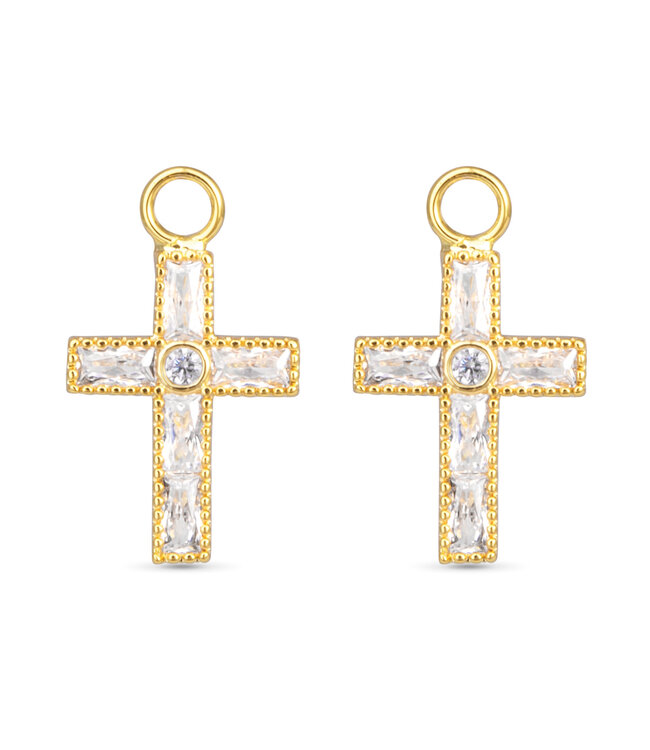 Amanda Blu CZ Cross Earring Charm - Gold