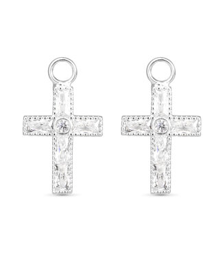 Amanda Blu CZ Cross Earring Charm - Silver