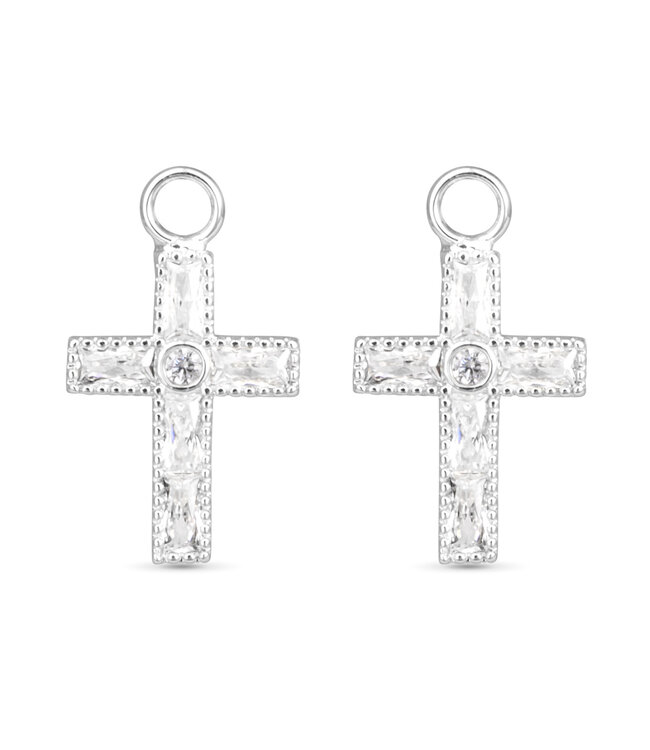Amanda Blu CZ Cross Earring Charm - Silver