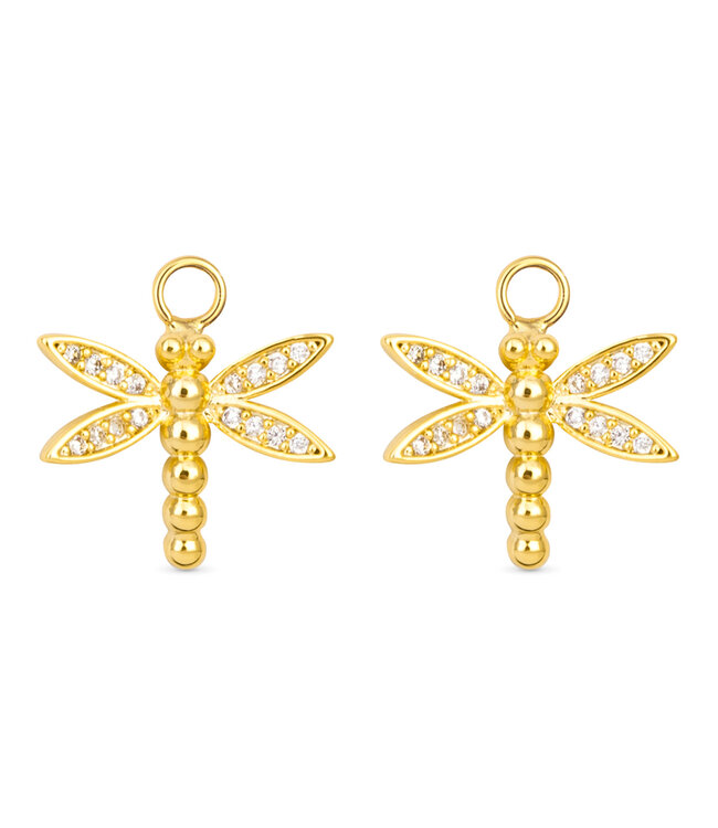 Amanda Blu CZ Dragonfly Earring Charm - Gold