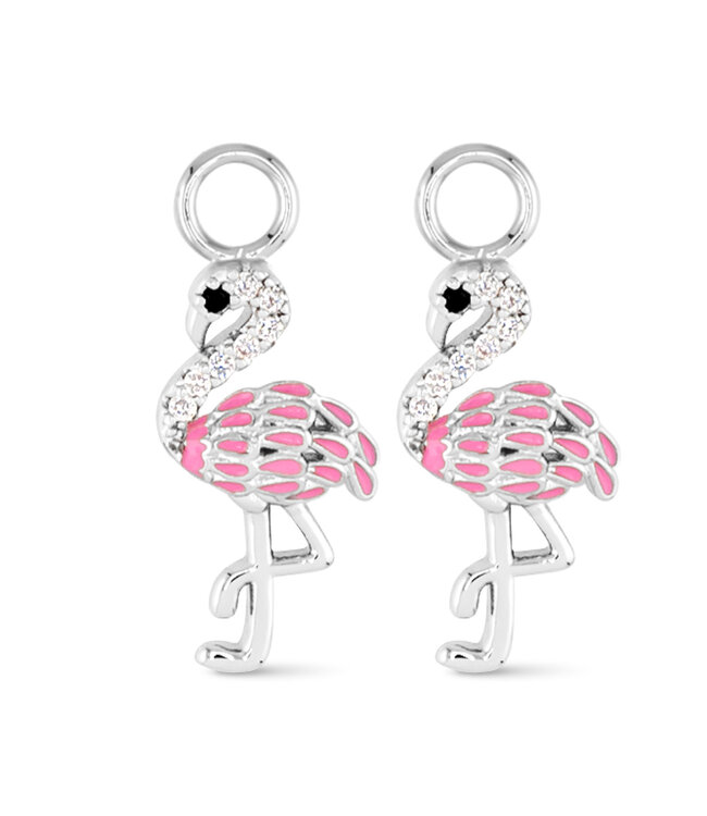 Amanda Blu CZ Flamingo Earring Charms - Silver
