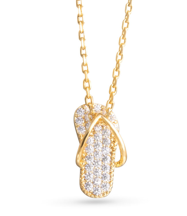 Amanda Blu CZ Footbed Sandal Necklace -  Gold