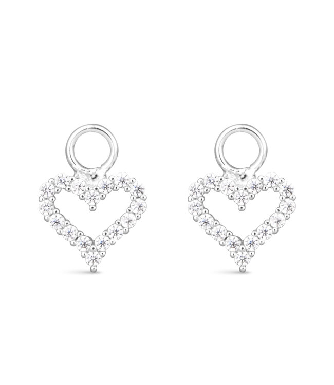 Amanda Blu CZ Heart Earring Charm - Silver