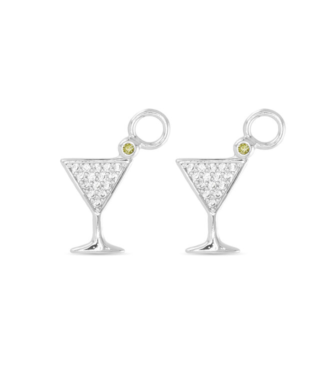 Amanda Blu CZ Martini Earring Charms - Silver