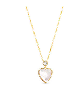 Amanda Blu CZ Mother of Pearl Mosaic Heart Necklace- Gold