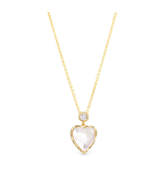 Amanda Blu CZ Mother of Pearl Mosaic Heart Necklace- Gold