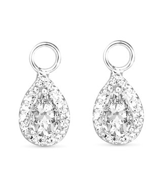 Amanda Blu CZ Pear Halo Earring Charm - Silver