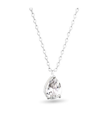 Amanda Blu CZ Pear Shaped Solitaire Necklace -  Silver