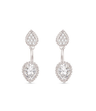 Amanda Blu CZ Pear Stud/Drop Jacket Earrings -  Silver