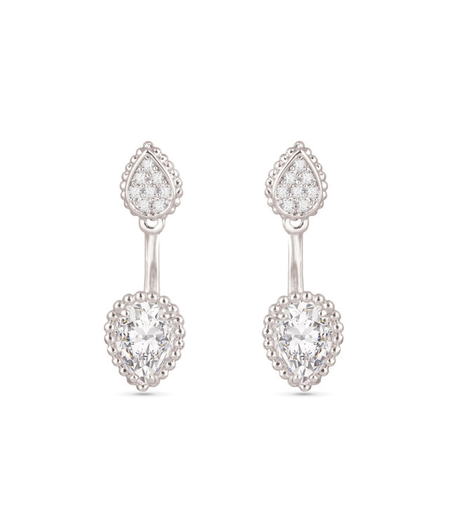 Amanda Blu CZ Pear Stud/Drop Jacket Earrings -  Silver