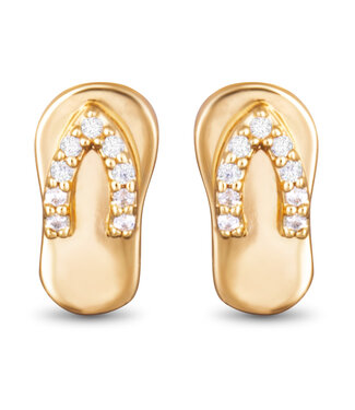 Amanda Blu CZ Strap Flip Flop Stud Earrings -  Gold