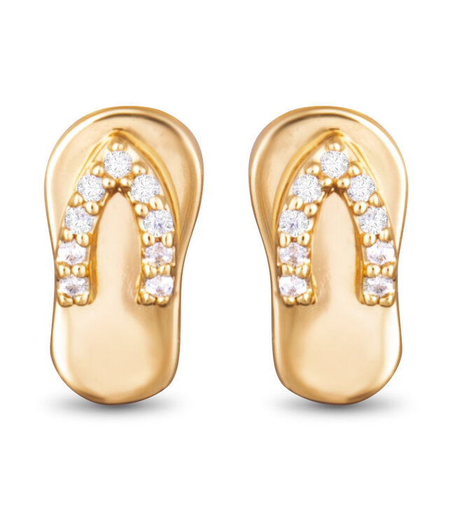 Amanda Blu CZ Strap Flip Flop Stud Earrings -  Gold