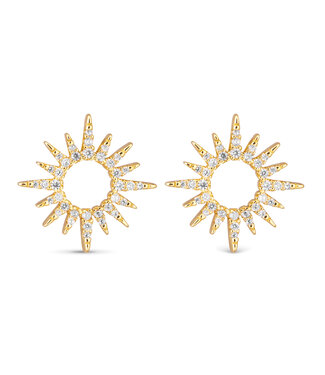 Amanda Blu CZ Sunburst Earrings - Gold