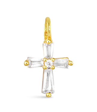Amanda Blu CZ Tapered Cross Charm - Gold