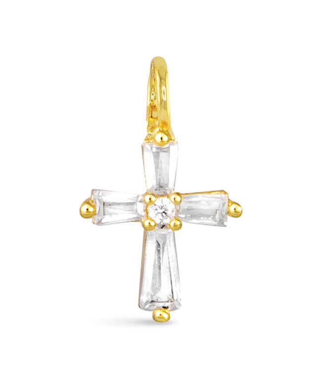 Amanda Blu CZ Tapered Cross Charm - Gold