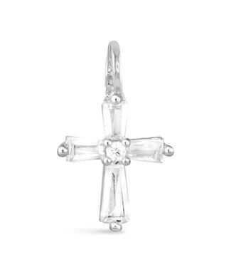 Amanda Blu CZ Tapered Cross Charm - Silver