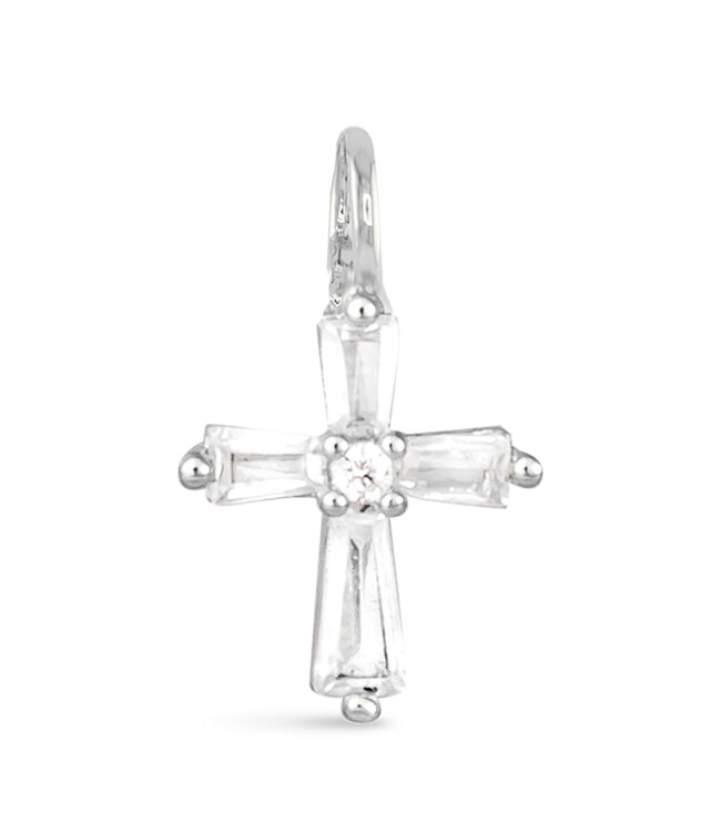 Amanda Blu CZ Tapered Cross Charm - Silver