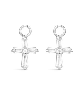 Amanda Blu CZ Tapered Cross Earring Charm - Silver