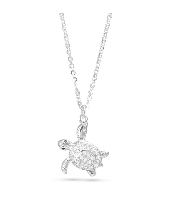 Amanda Blu CZ Turtle Necklace -  Silver