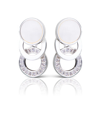 Amanda Blu CZ/Mother of Pearl Disc Rings Earrings - Silver