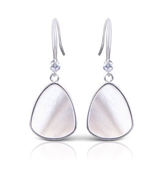 Amanda Blu CZ/Mother of Pearl Drop Oblong Earrings - Silver