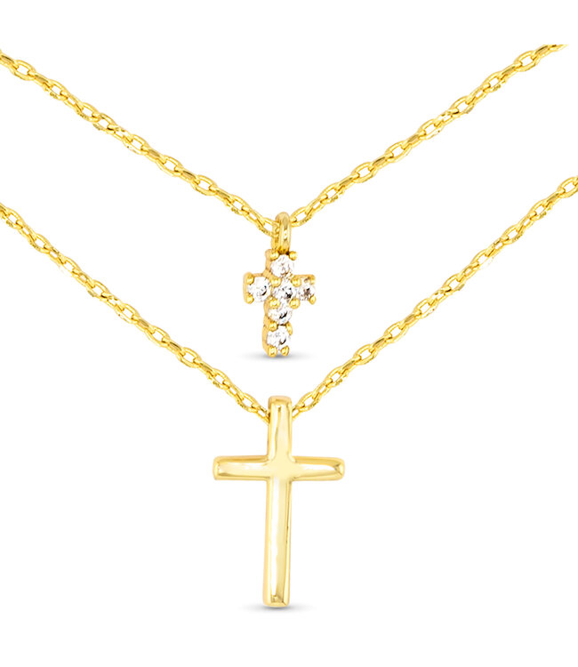 Amanda Blu Double Cross Necklace - Gold