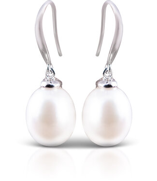 Amanda Blu Drop Pearl Earrings - Natural White - Silver