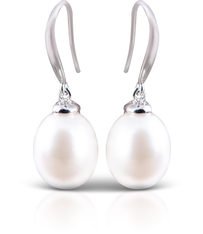Amanda Blu Drop Pearl Earrings - Natural White - Silver
